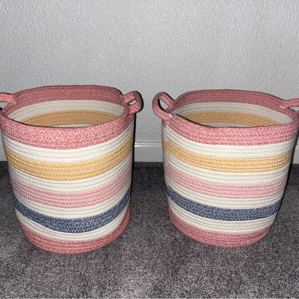 Pillowfort Kids’ Coiled Rope Striped Storage Bins x 2